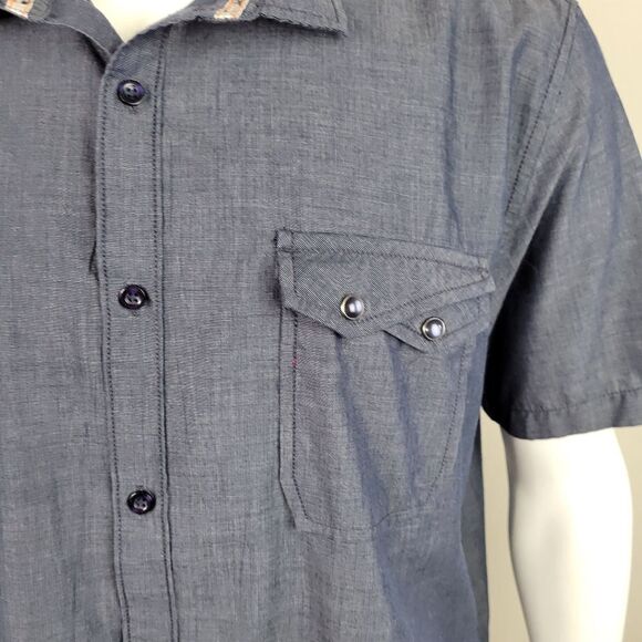 Amplify Button Front Collared‎ Blue Gray Shirt - Picture 2 of 9